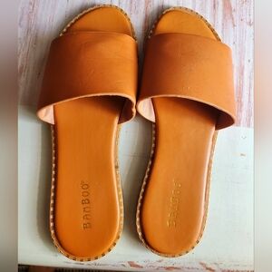 Cute, faux leather slides